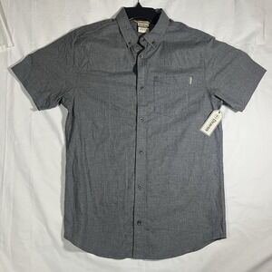 NWT Dravus Shirt Mens M Button Up Gray Cotton Short Sleeve Front Pocket ZUMIEZ